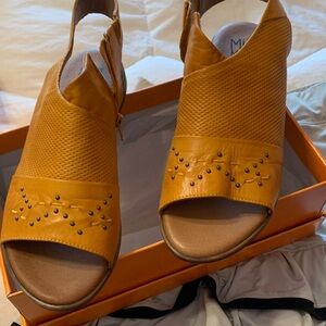 Miz Mooz Mustard Open-Toe Mules Darcie